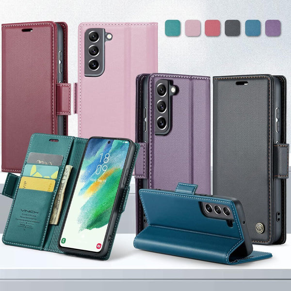 For New Samsung Galaxy S24 Slim Magnetic Side Wallet Flip Card Holder Case