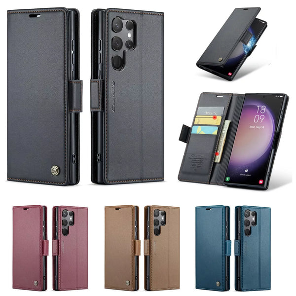 For New Samsung Galaxy S25 Ultra 5G Slim Magnetic Side Wallet Flip Card Holder Case