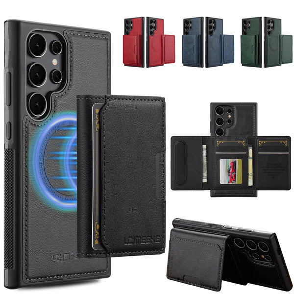 For Samsung Galaxy S25 Ultra 5G Magsafe Leather Back Card Holder Phone Case Cover