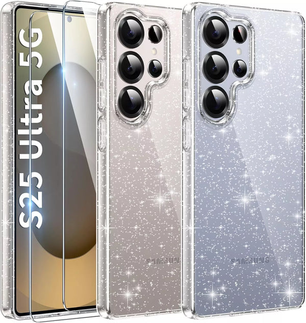 For Samsung Galaxy S25 Ultra 5G Hard Clear Glitter Shockproof Case Cover