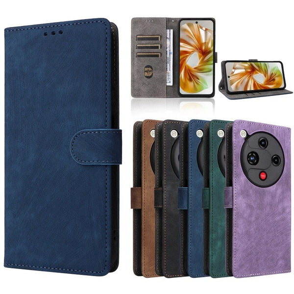 For Nubia Focus 2 5G New Matte Leather Wallet Flip Phone Case Cover Screen Protect