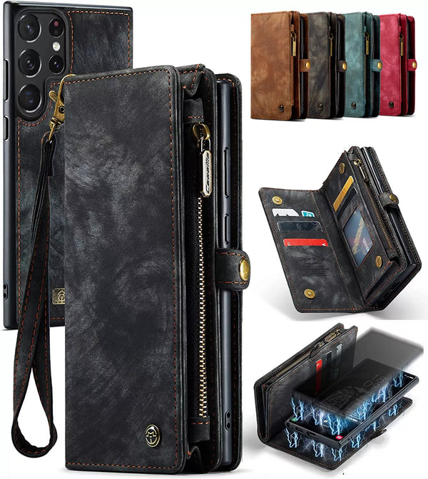 Genuine Leather Purse Wallet Case Cover For Samsung Galaxy S25 Ultra 5G