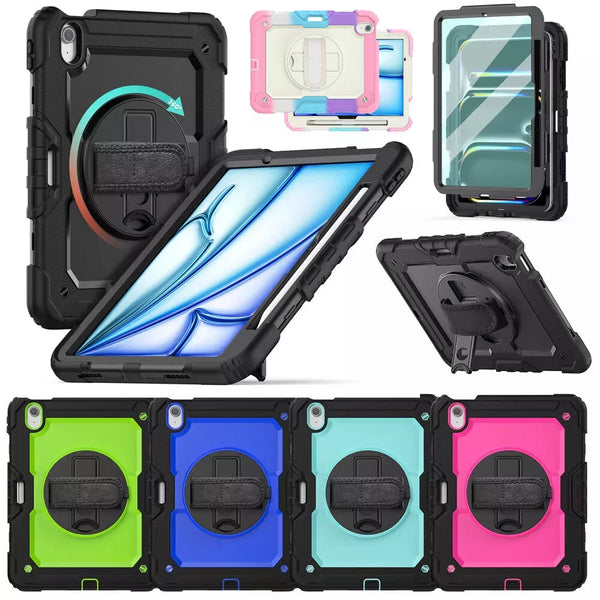 For Apple iPad Air 13-inch (M3) 2025 Rotatable Kickstand Survivor Case Cover