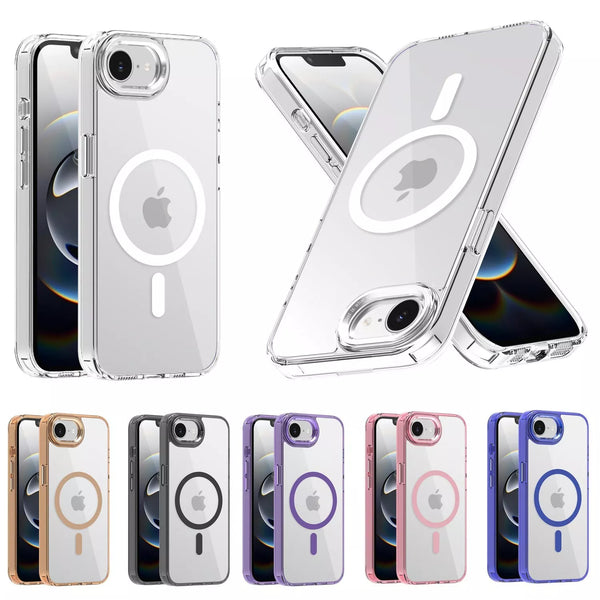 For Apple iPhone 16e Magnet Magsafe Shockproof Hybrid Case Metal Camera Cover