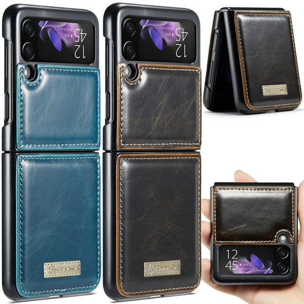 For Samsung Galaxy Z Flip 3 5G Deluxe Leather Vintage Slim Shockproof Case Cover