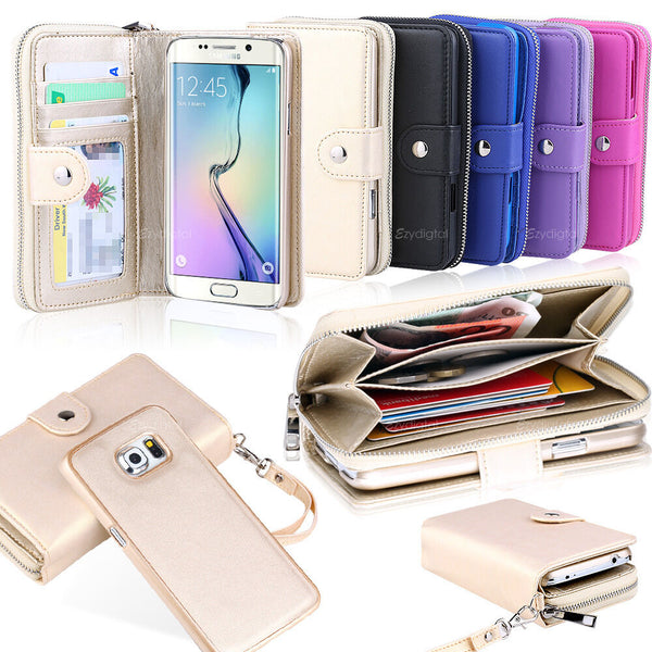 All in One Zip Purse Wallet Leather Case Cover For Samsung Galaxy S6 / S6 edge
