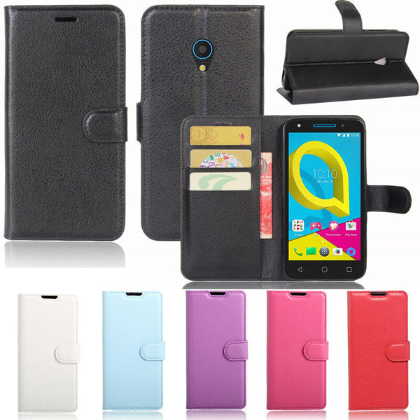Premium Leather Wallet TPU Case Cover For Optus X Spirit 4G Screen Protector