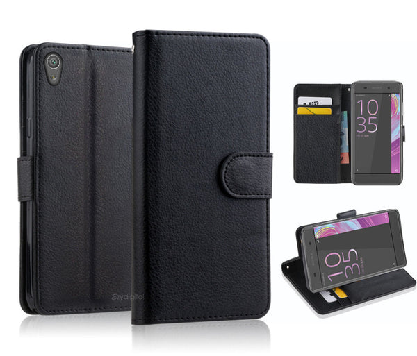 Premium Leather Wallet Case TPU Cover Sony Xperia XZ XA X Performance XA1