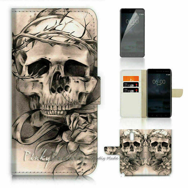 Skull TPU Phone Wallet Case Cover For Oppo AX5S - 21692