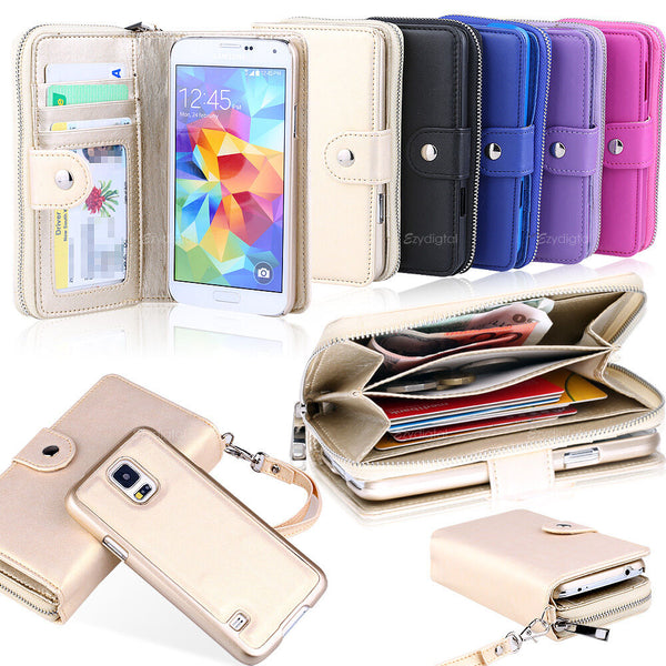 All in One Zip Purse Wallet Leather Case For Samsung Galaxy S9 S10 Plus Note 9