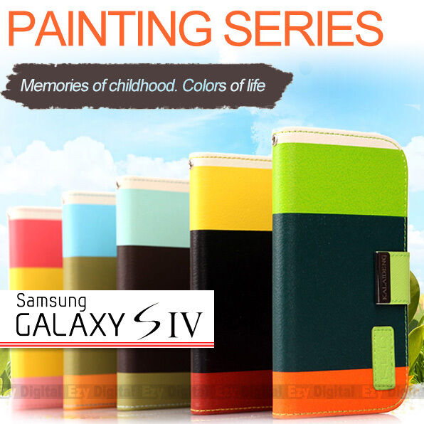 Colorful Leather Wallet Flip Stand Case Cover Samsung Galaxy S4  4G i9500 i9505