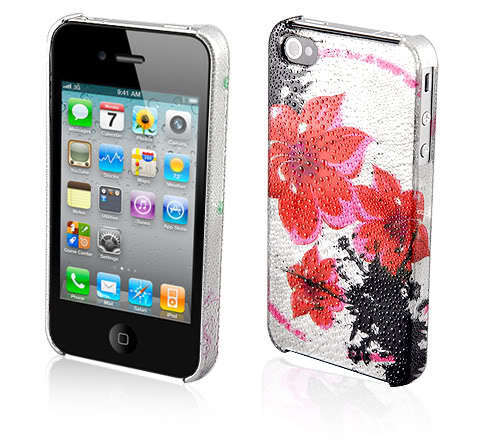 Water Bling Hot Hibiscus Hard Case Cover For iPhone 4GS + Screen Protector