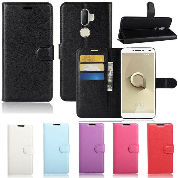 Premium Leather Wallet TPU Case Cover For Telstra Superior 4GX 2018 / ALCATEL 3V