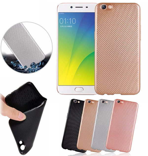 New Carbon Fiber TPU Back Cover Case For OPPO R9S + Screen Protector