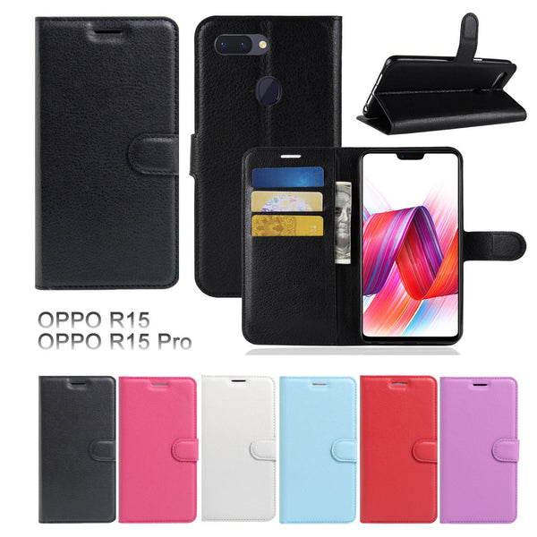 Premium Leather Purse Wallet TPU Case Cover For New OPPO R15 & R15 Pro