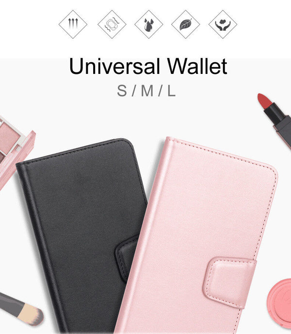 Premium Hanman Universal Leather Wallet Flip Case Cover For New Optus X Spirit 2