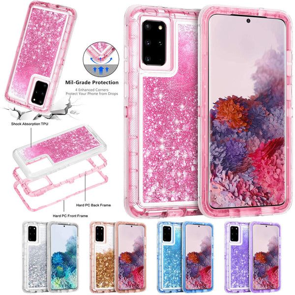 For Samsung Galaxy Note20 Ultra Moving Liquid Quicksand Dual Layer Cover Case