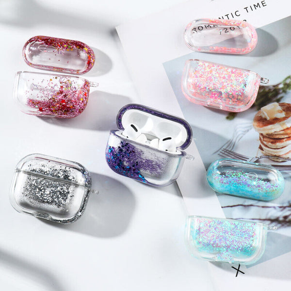 For Apple Airpods Pro / 1 / 2 Luxury Sparkle Liquid Protective Case Hard Cover